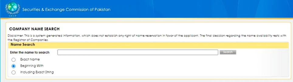 SECP name availability helps you to check name for your company before registering with SECP